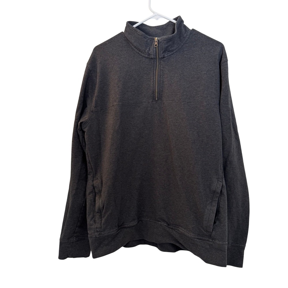 Pact‎ Mens Organic Cotton Quarter Zip Pullover Charcoal Gray Heather XL